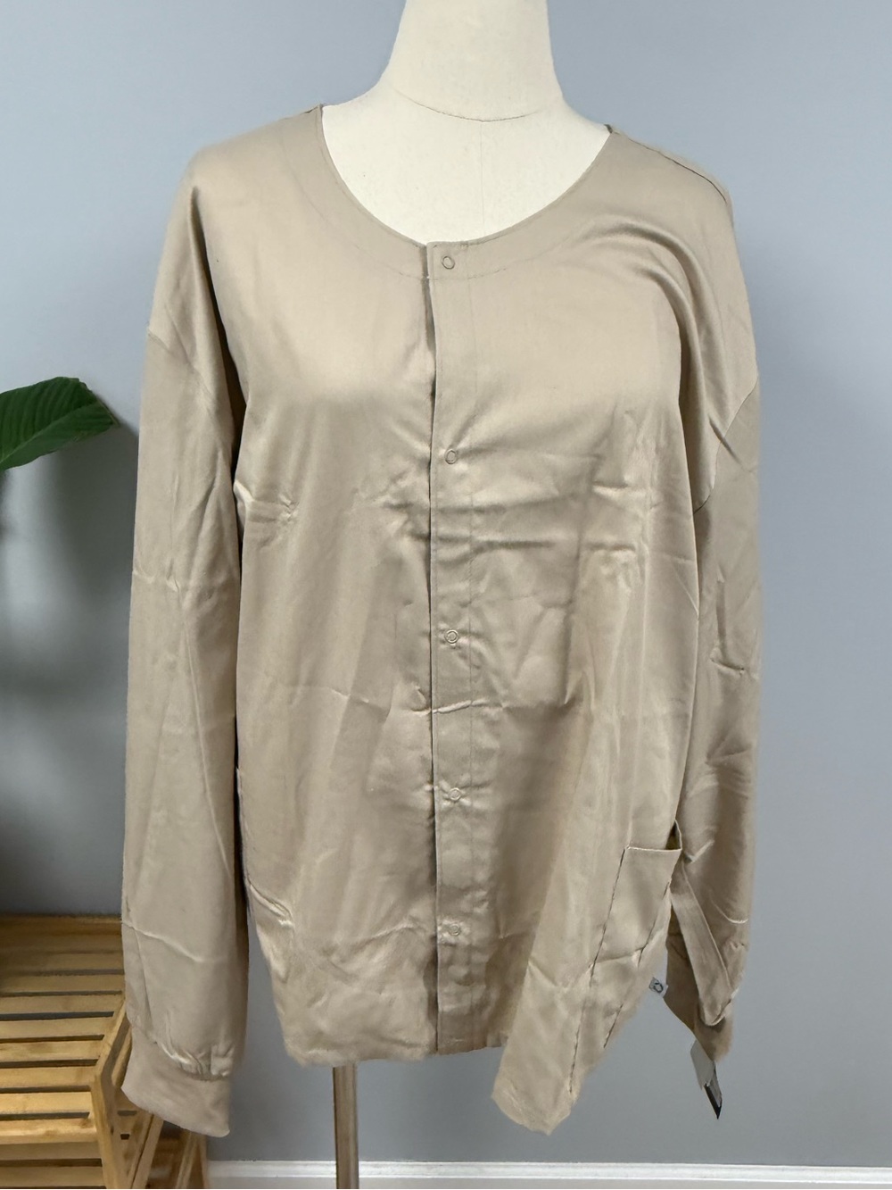 NWT Cherokee WW Flex Scrub Jacket Unisex 5XL Khaki Beige Cotton Warm Up Scrubs